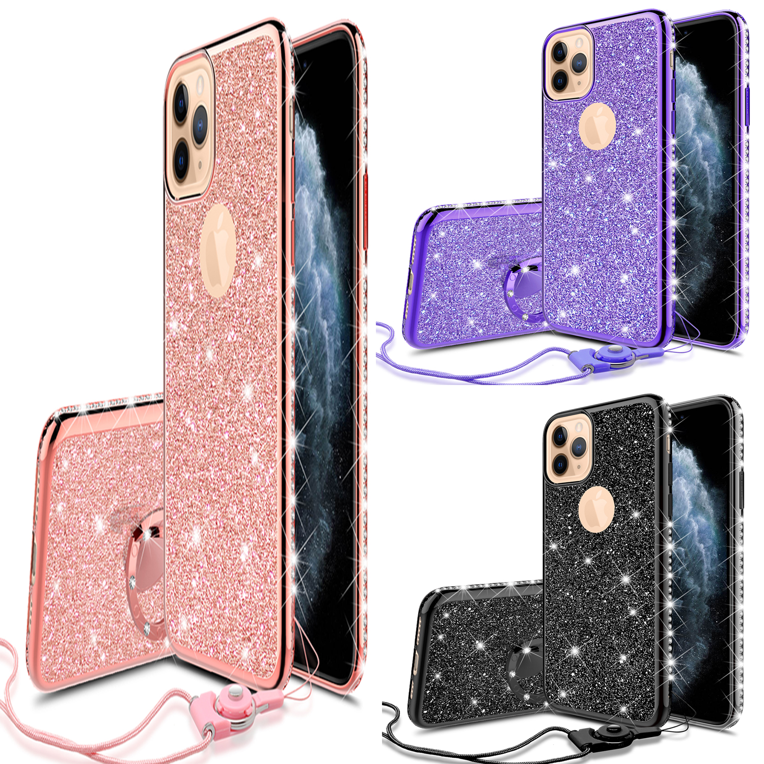 TPU Cover for Samsung Galaxy A11 Glitter Diamond Bling Ring Stand Phone ...